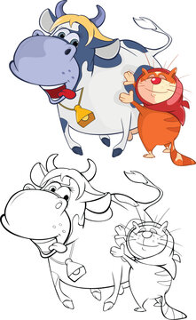 recommend clip art: Vector Illustration of a Cute Cat . Cartoon Character. Coloring Book