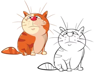  Vector Illustration of a Cute Cat . Cartoon Character. Coloring Book © liusa