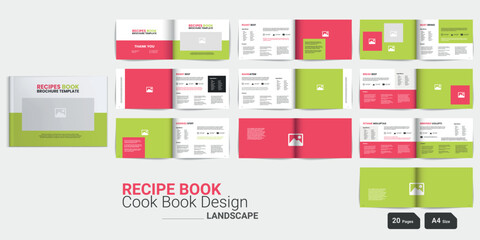 Modern Recipe Landscape Cookbook Layout Design Recipe book design Cookbook Booklet Cookbook Brochure