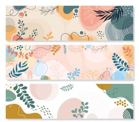 Set background with beautiful.background for design. Colorful background with tropical plants.