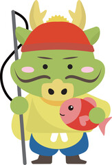 七福神の一人「恵比寿」の格好をした2024年辰年の龍