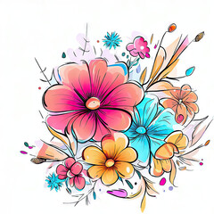 Fototapeta na wymiar Gorgeous Watercolor Illustration of a Colorful Flower Garden, Generative AI