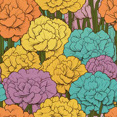 Seamless Colorful Carnation Pattern.

Seamless pattern of Carnations in colorful style. Add color to your digital project with our pattern!