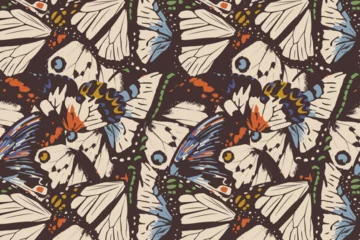 Fotobehang Vector butterflies surface pattern. Colourful, trendy, classic repeating seamless print fashionable background for fabric, textile, design, banner, cover, web, wallpaper, wrapping paper etc. © RooLeeLu