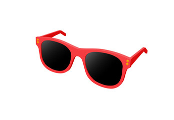 3D illustration red fashion sunglasses and black lens optic isolated  on transparent background