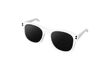 3D illustration white fashion sunglasses and black lens optic isolated  on transparent background