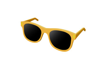 3D illustration yellow fashion sunglasses and black lens optic isolated  on transparent background
