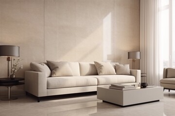 interior background generative ai estate living light decor architecture apartment elegant plant living room pillow. Generative AI.