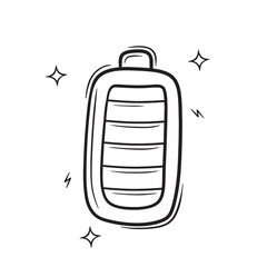 Hand Drawn Charged Battery.  Doodle Vector Sketch Illustration