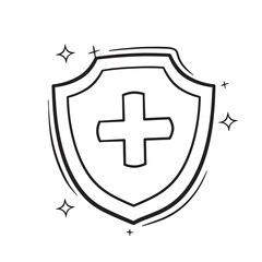 Hand Drawn Medical Shield.  Doodle Vector Sketch Illustration