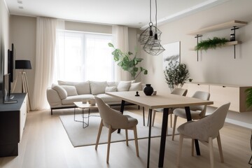 Fototapeta premium interior background space architecture green indoor carpet living design house living room stylish elegant. Generative AI.