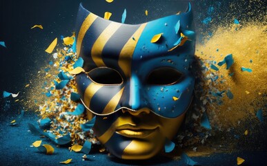 Venetian female mask carnival colourful watercolour splash art splash art masquerade Mardi gras banner