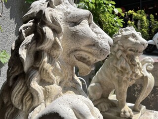 imperial lion statue in sunlight
