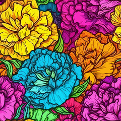 Seamless Colorful Carnation Pattern.

Seamless pattern of Carnations in colorful style. Add color to your digital project with our pattern!