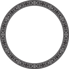 Vector black monochrome frame, border, Chinese ornament. Patterned circle, ring of the peoples of East Asia, Korea, Malaysia, Japan, Singapore, Thailand..