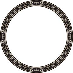 .Vector gold and black round Chinese ornament. Frame, border, circle, ring of Asian peoples of the East.