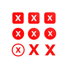 vector cross icon set. red cross icon. sign and symbol disagree. Wrong icon for application user interface and design elements