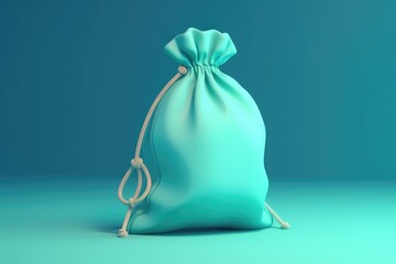 Blue bag with money, abstract background. Generative AI