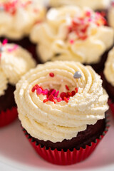 Red Velvet Cupcakes with White Chocolate Ganache Frosting