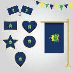 Flags collection of vermont state of usa emblems and icons in different shapes