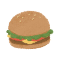 Cute Hamburger Colored Pencil