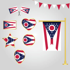 Flags collection of ohio state of usa emblems and icons in different shapes