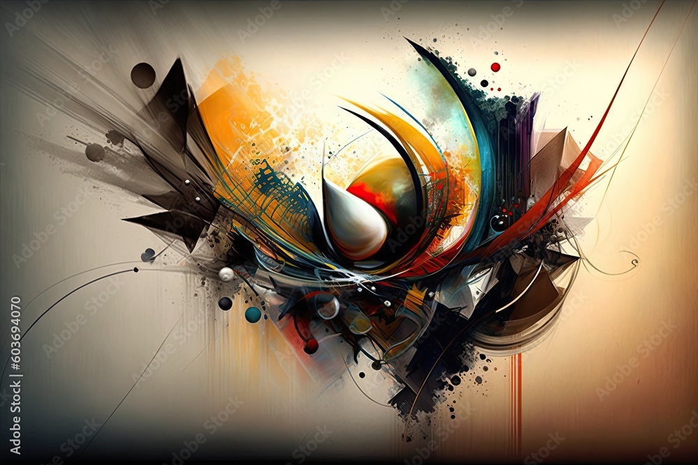 Aufkleber abstract colorful background of colored paint strokes and geometric objects