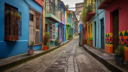 Fototapeta premium Colorful alleys and streets Generative AI