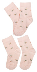 pink socks for baby girl isolated on white