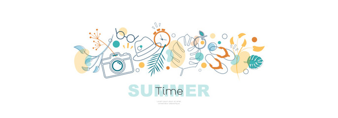 Summer time banner. Modern minimalistic design.
