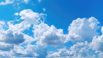 Naklejka na ściany i meble Beautiful blue sky cloudsfor background. Panorama of sky. Generative AI