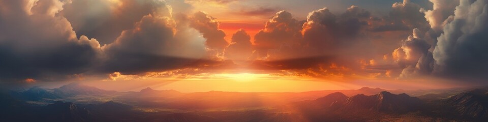 Fototapeta na wymiar Fiery sunset, colorful clouds in the sky. Generative AI