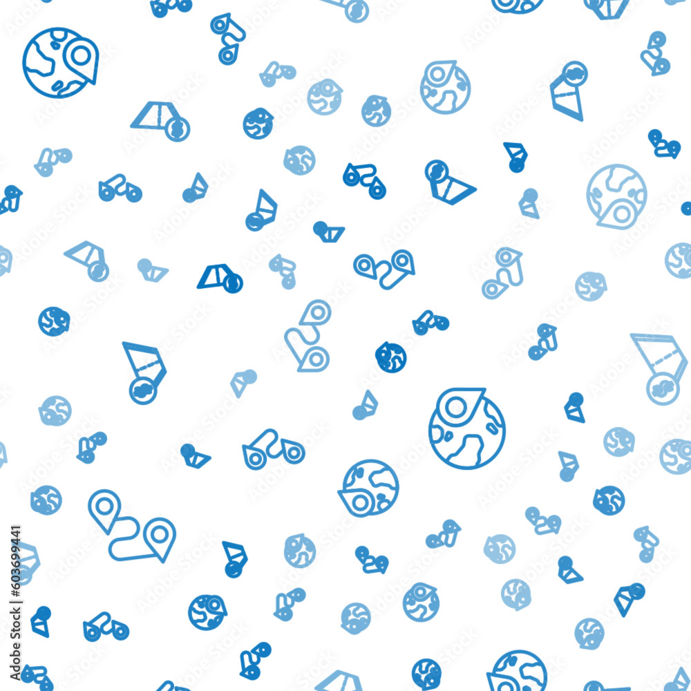 Poster set line route location, location the globe and toll road traffic on seamless pattern. vector