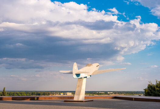 Volgograd, Russia - August 28, 2017: Aspiring to the sky the airplane Yak-3 at the Museum - reserve "Battle of Stalingrad".