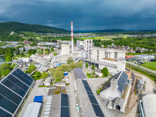 aerial view of cement plant in switzerland 