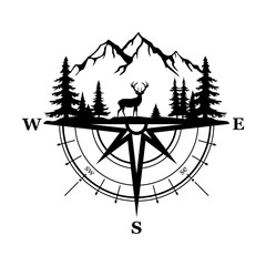 Elk in the Forest with Compass, Deer in the Wild © GPDigitalines