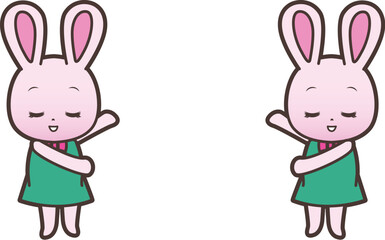 Fototapeta premium 両手で迎えるうさぎ