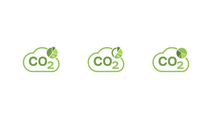 CO2 Carbon Tax management. Carbon percentage. Carbon Emission Analytics.  Vector icons logo template.