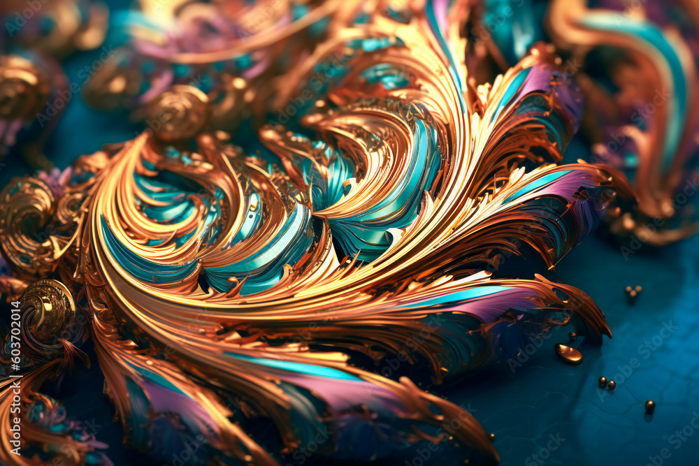 Poster abstract floral glossy textured ornament. created with generative ai technology.