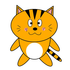 cartoon cute cat standing on two legs