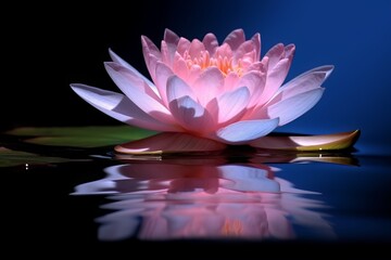   Beautiful Pink Lotus, water plant with reflection in a pond  .Generative Ai