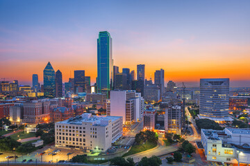 Dallas, Texas, USA Downtown City Skyline - obrazy, fototapety, plakaty