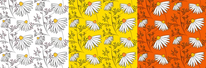Gordijnen Vector seamless half-drop pattern, with  flowers © eLifeS