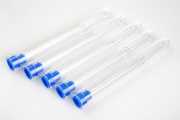 set of medical test tubes isolated on white background