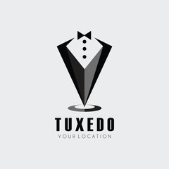 tuxedo location logo vector illustration design