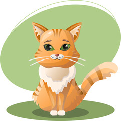 Cat illustration. Animal, ears, tail, fluffy, moustache. Editable vector graphic design.