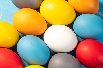 eggs painted in different colors to symbolize the passage of Christian Easter