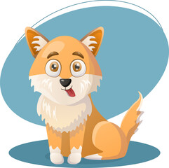 Dog illustration. Animal, ears, tail, fluffy. Editable vector graphic design.