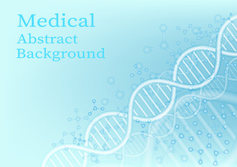 Abstract dna medical background. Top left with space for letters. on a clean, bright blue gradient background