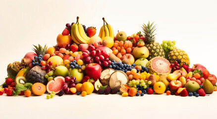 a group of fruits on white background